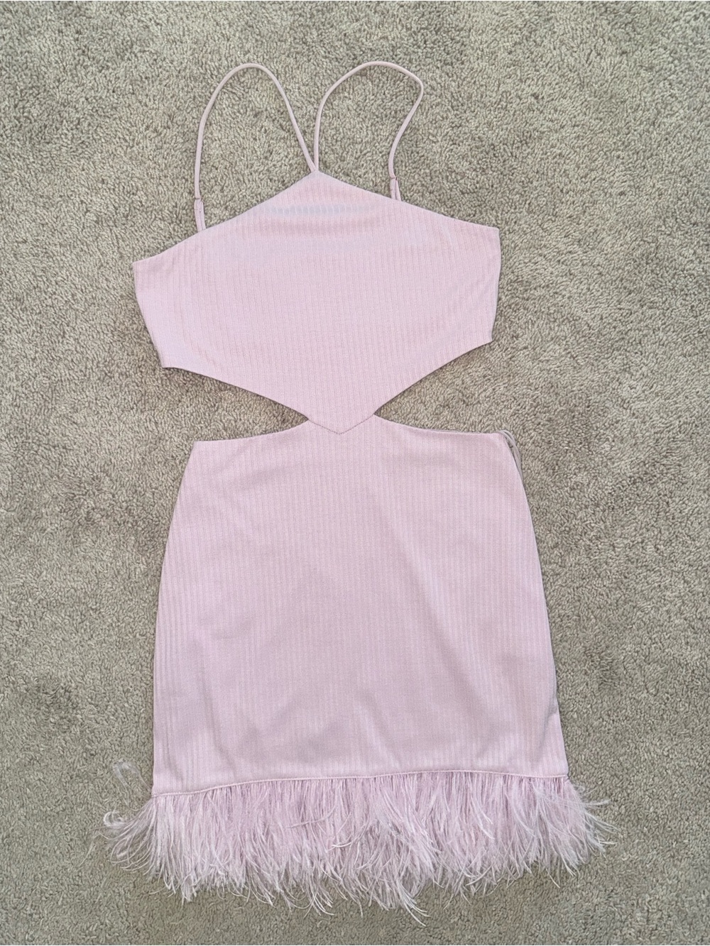 SAYLOR Lilac Cut Out Dress with Feather Trim